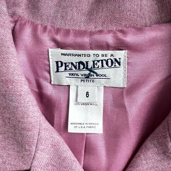 Pendleton Womens 2-Piece Lined Suit Blazer and Pants Sz 6P 100% Virgin Wool Pink - Picture 6 of 16